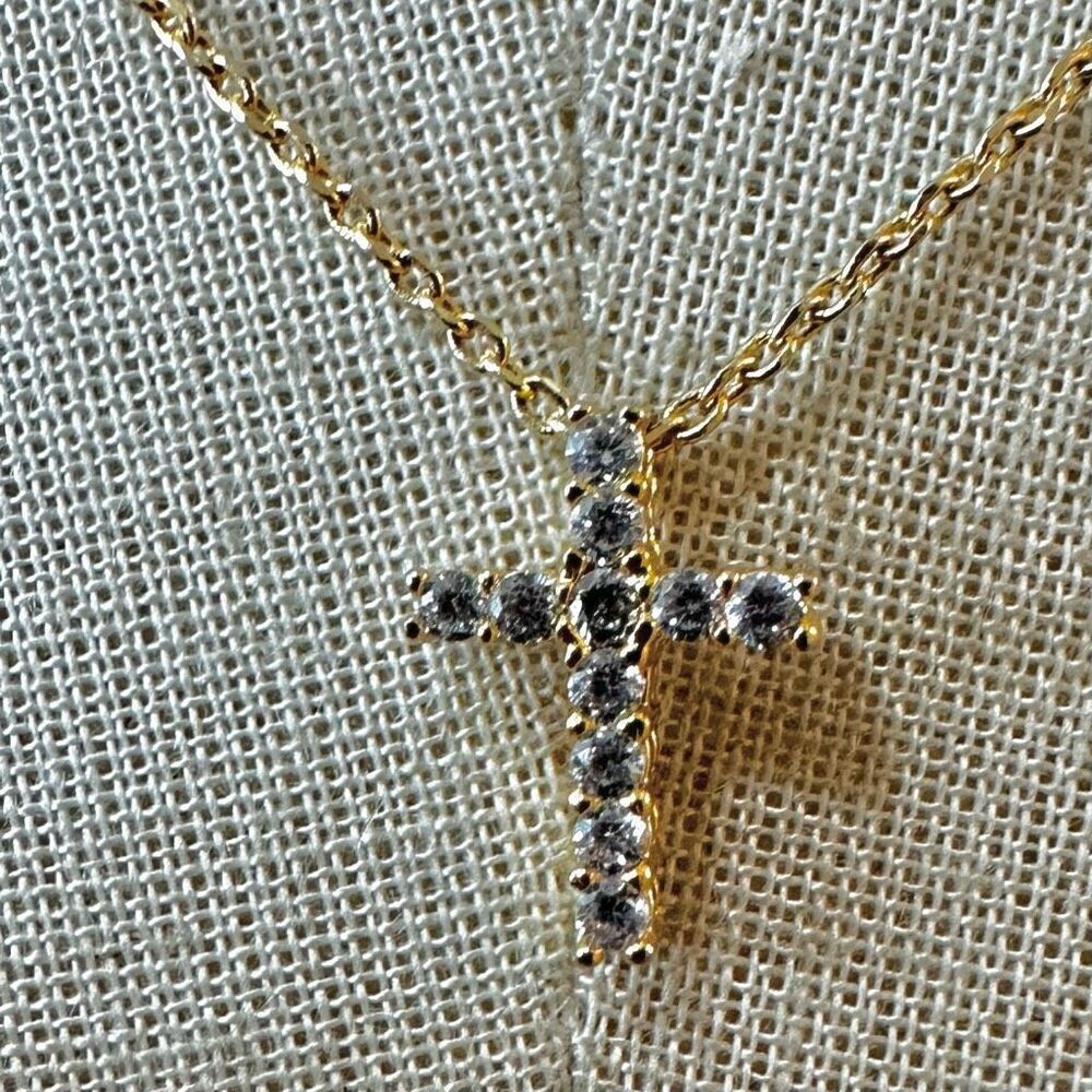 Cheeky Boom CZ  gold plated cross pendant necklace